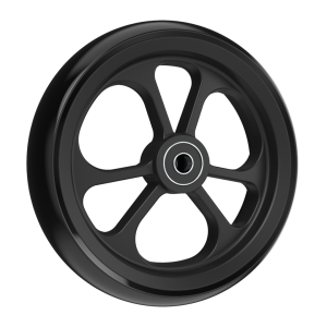 Front wheelchair wheel OMOBIC LOTUS FIBERCORE 6'', D150 x 38 mm, black plastic rim, black PU tyre